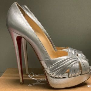Christian Louboutin 120 Kid Aborina Silver Heels